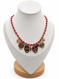 Collar rojo catrinas/calaveras