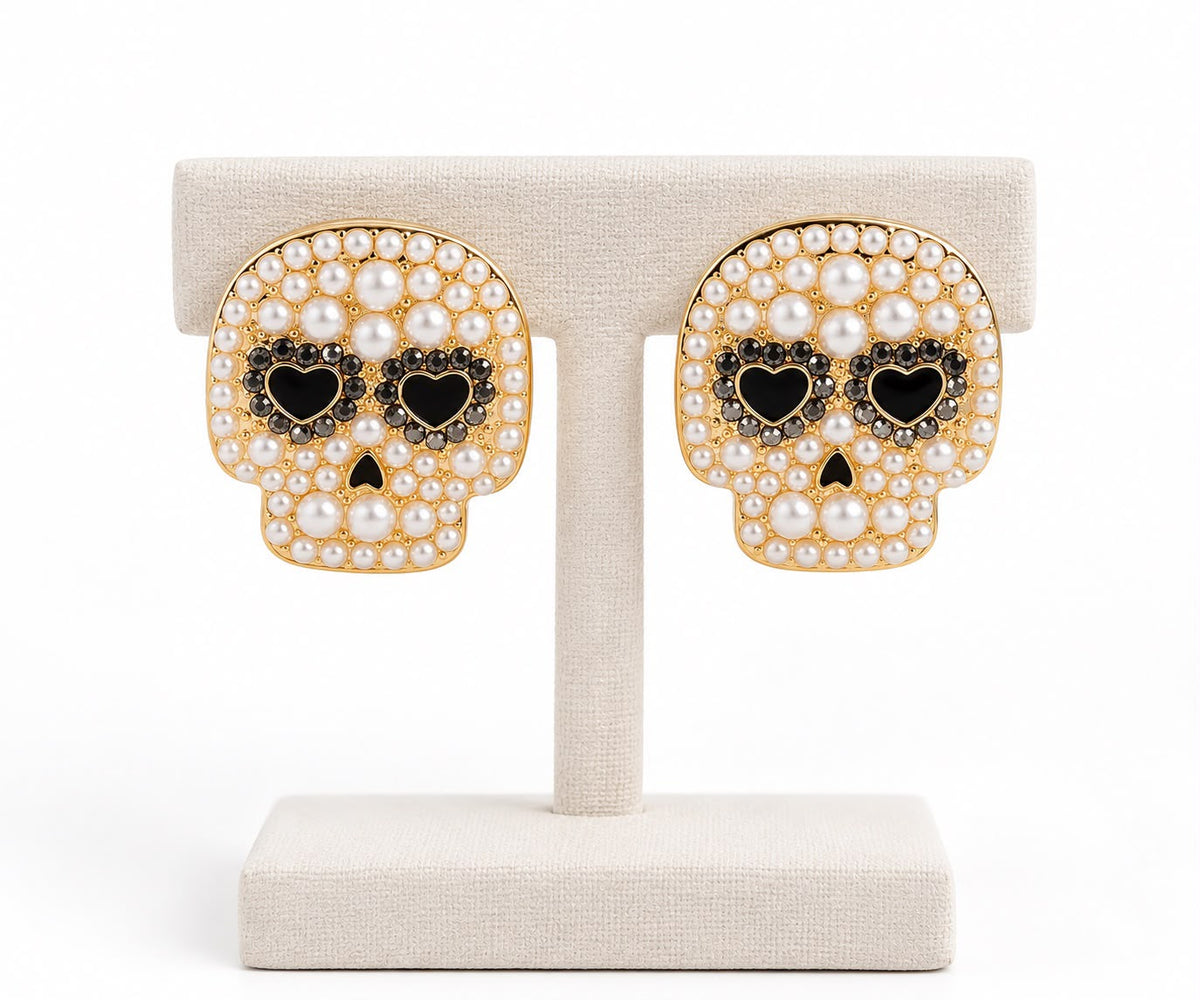 Aretes Calavera perslas